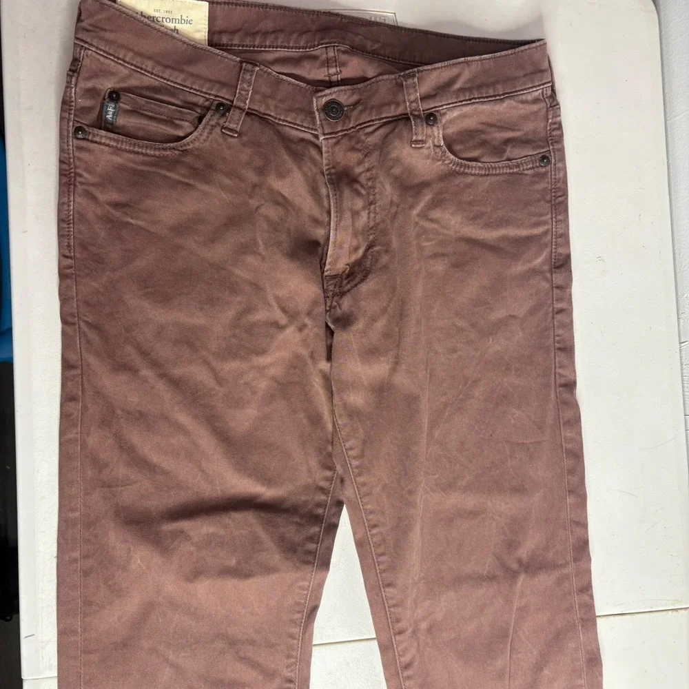 Abercrombie Fitch Mens Brown Straight Leg Pants W31 L34 Casual Everyday